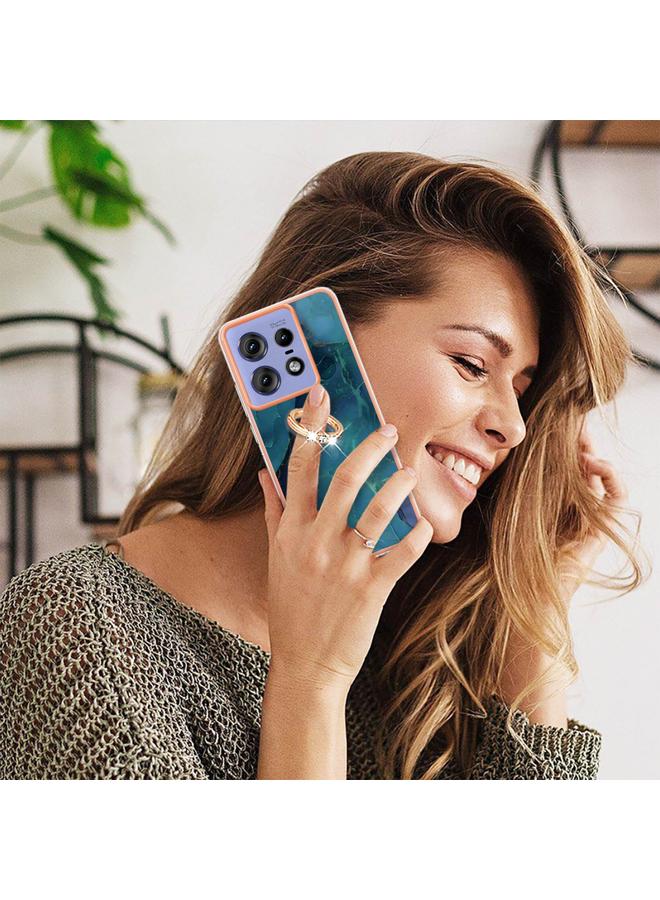 S-TOP Case For Motorola Edge 50 Pro Electroplating Marble Dual-side IMD Phone Case with Ring - Image 5