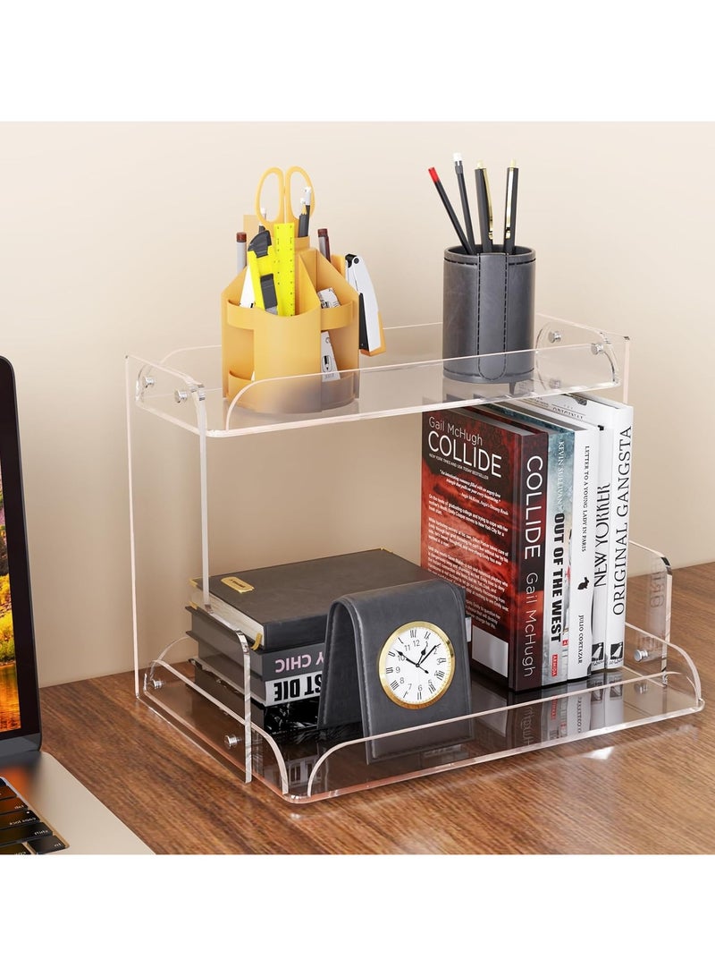 تي بي جي بي منظم حمام أكريليك مزدوج الطبقات - طاولة زينة، عطر، رف توابل، رف تخزين مستحضرات تجميل للحمام، غرفة النوم، المطبخ، غرفة المعيشة، وطاولة الزينة (شفاف) - Image 3