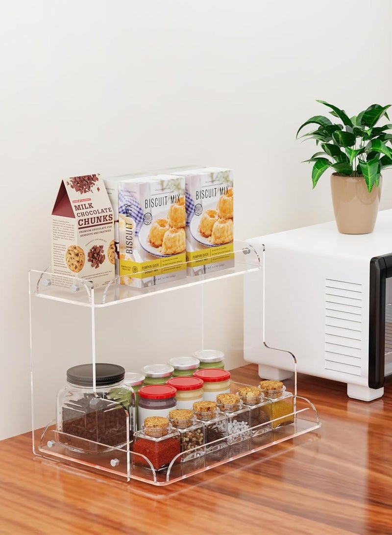 تي بي جي بي منظم حمام أكريليك مزدوج الطبقات - طاولة زينة، عطر، رف توابل، رف تخزين مستحضرات تجميل للحمام، غرفة النوم، المطبخ، غرفة المعيشة، وطاولة الزينة (شفاف) - Image 4