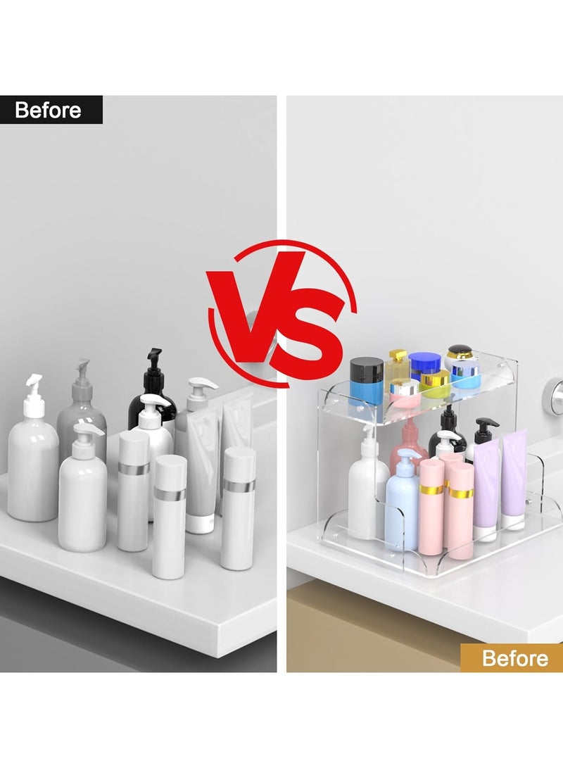 تي بي جي بي منظم حمام أكريليك مزدوج الطبقات - طاولة زينة، عطر، رف توابل، رف تخزين مستحضرات تجميل للحمام، غرفة النوم، المطبخ، غرفة المعيشة، وطاولة الزينة (شفاف) - Image 5
