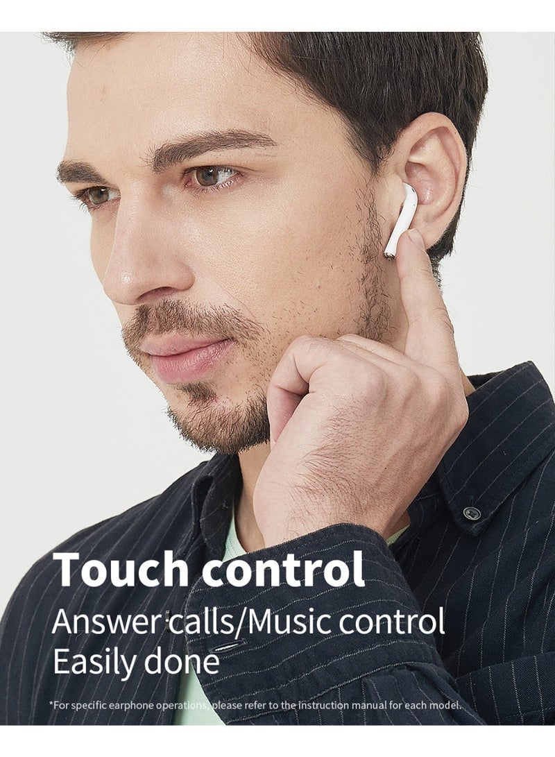 RSILOU - R3001 True Wireless Stereo Earphones – 13mm Oversized Drivers, Bluetooth 5.1, Type-C Fast Charging, 6.5 Hours Playback (22 Hours with Charging Case), Deep Bass & Clear Sound – White - Image 3