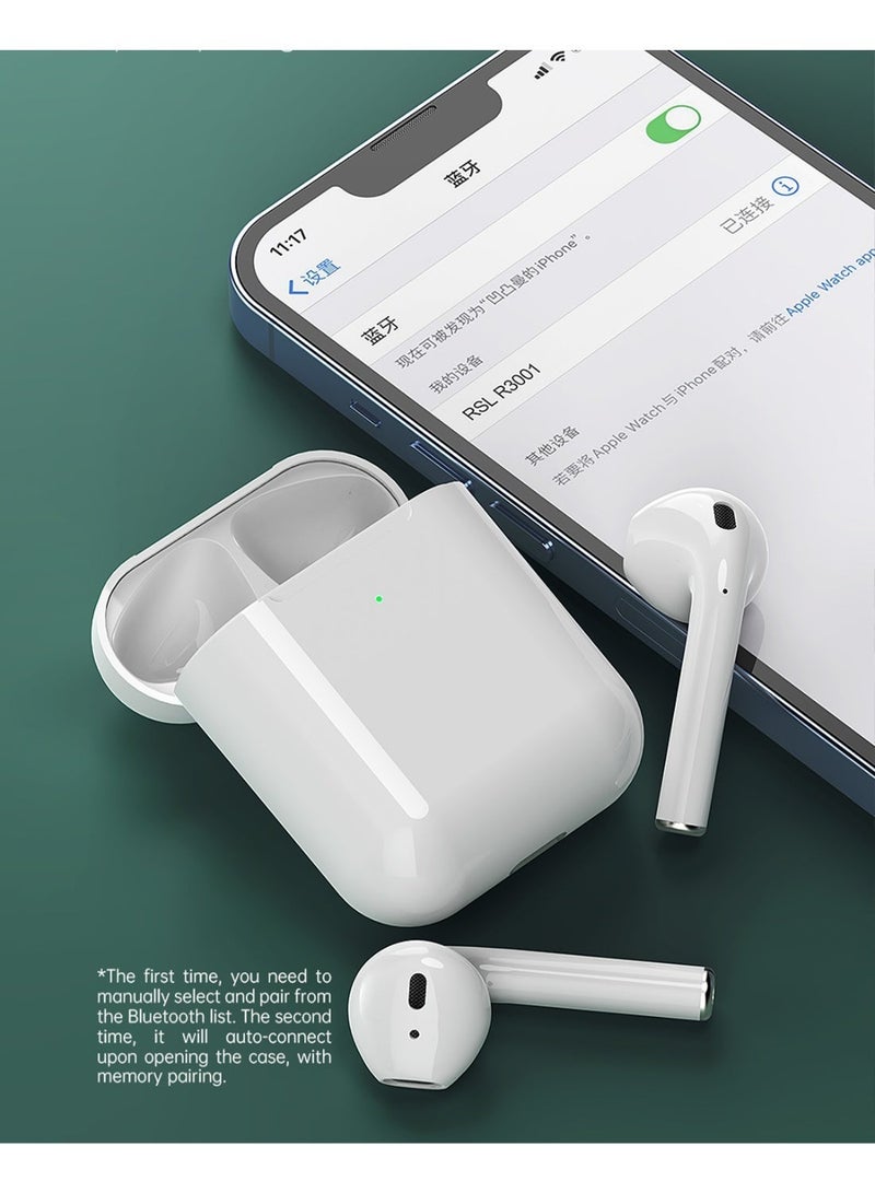 RSILOU - R3001 True Wireless Stereo Earphones – 13mm Oversized Drivers, Bluetooth 5.1, Type-C Fast Charging, 6.5 Hours Playback (22 Hours with Charging Case), Deep Bass & Clear Sound – White - Image 5