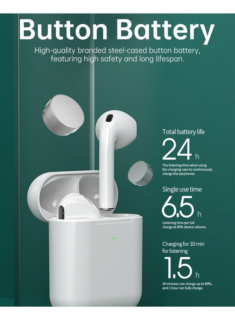 RSILOU - R3001 True Wireless Stereo Earphones – 13mm Oversized Drivers, Bluetooth 5.1, Type-C Fast Charging, 6.5 Hours Playback (22 Hours with Charging Case), Deep Bass & Clear Sound – White - Image 4