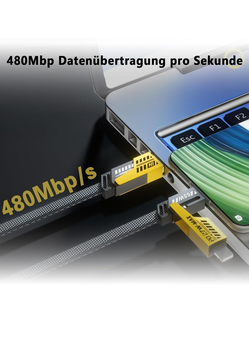 JAJEEK "New 2-Pack 4-in-1 Fast Charging Cable – 6.65ft Braided USB C, USB A & Lightning, 65W for Phones, Tablets & More" - Image 5