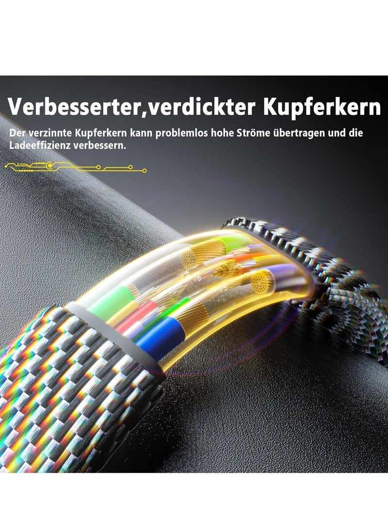 JAJEEK "New 2-Pack 4-in-1 Fast Charging Cable – 6.65ft Braided USB C, USB A & Lightning, 65W for Phones, Tablets & More" - Image 4