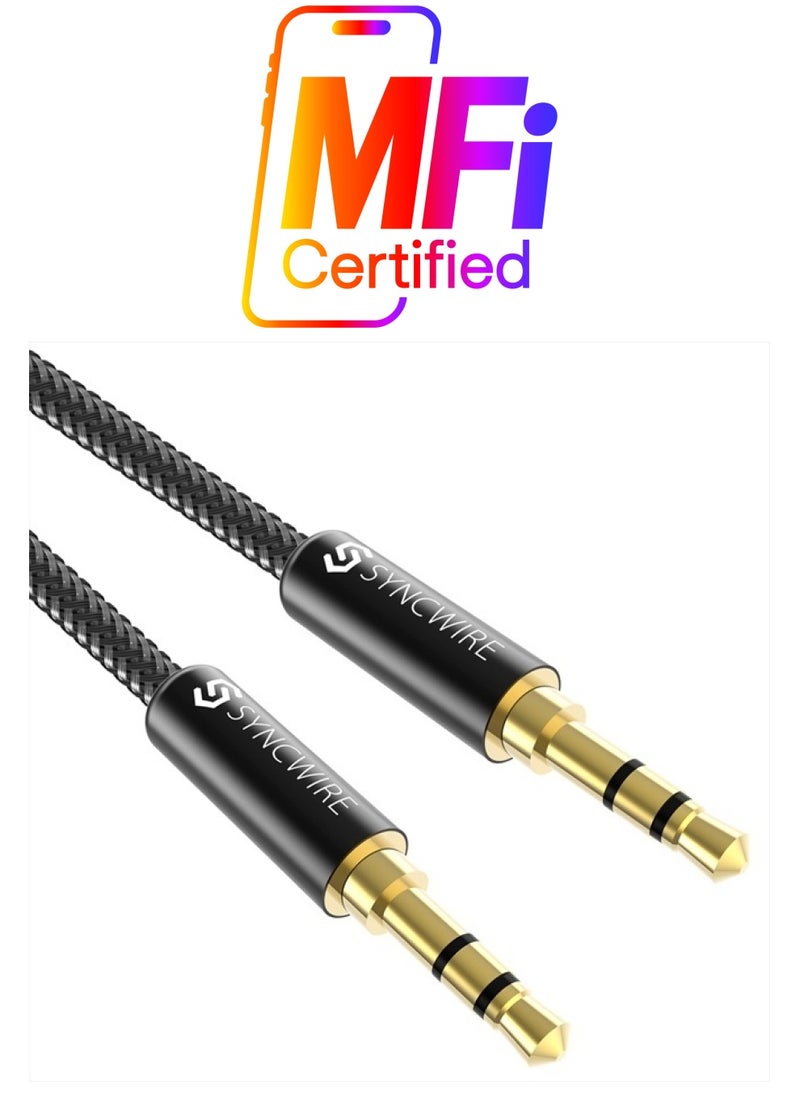 Syncwire - 3.5mm Aux Cable Auxiliary Audio Cable Male to Male Nylon Braided Headphone Cord (1.6ft/0.5m) Hi-Fi Sound Aux Cord for Car, Headphone, Home Stereos, Speaker, iPhones, iPods, iPad, Echo& More - Image 1