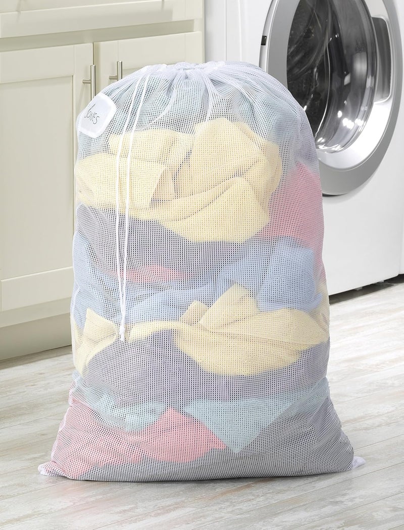 Whitmor Mesh Laundry Bag with ID Tag - White, 24 x 36 Inches - Image 2