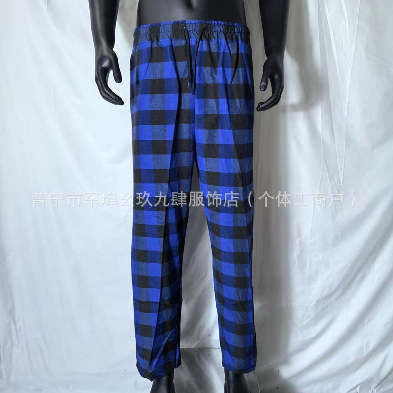 Plaid Pants Men Japanese Retro Lazy Black And White Checkered Wide-Leg Pants Drape Straight Pants Unisex Casual Long Pants - Image 2