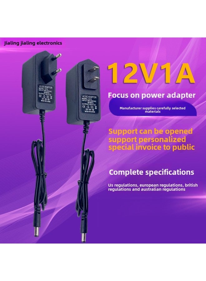 12V1A Power Adapter Set-top Box Power Supply Fiber Optic Cat Router Switching Power Supply Monitoring LED Light Strip-Color:Black-Specifications: 12v1a  - Image 2