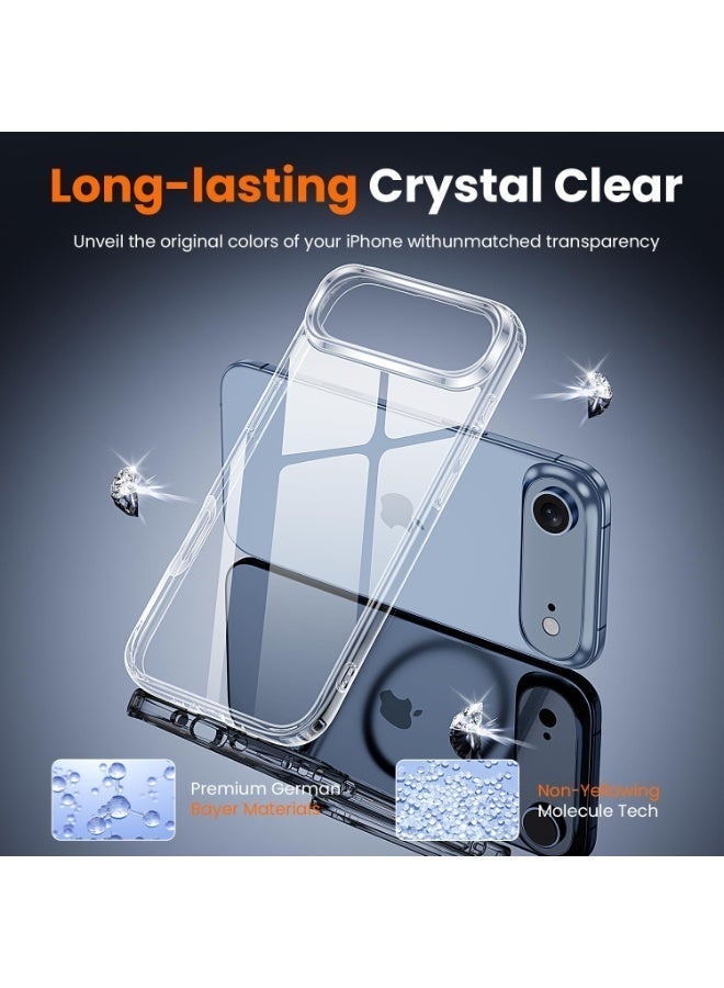 3 in 1 for iPhone 17 Air Case Clear, with Tempered Glass Screen Protector & Camera Lens Protector  ,Camera Control, Military-Grade Protection, Ultra Clear, Shockproof iPhone Cover, Slim Case Cover for 17 Air, Clear - Image 4