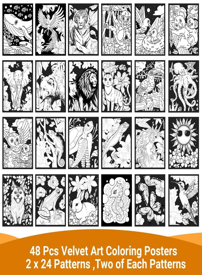 HOTPLACY 48 Pcs Fuzzy Velvet Coloring Posters Animal Fuzzy Posters to Color for Adults Teenagers Large Poster DIY Coloring Sheets for Classroom Festive Holiday Arts Crafts Activity,24 Style - Image 3