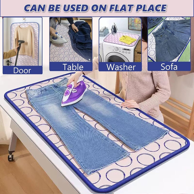 XDONEF Portable Ironing Mat for Table Top Ironing Pad for Countertop Thick Ironing Blanket Over The Door Steamer Pad Washer Dryer Heat Resistant Pad Cover Travel Ironing Board (Large 47.2"x23.6") - Image 2