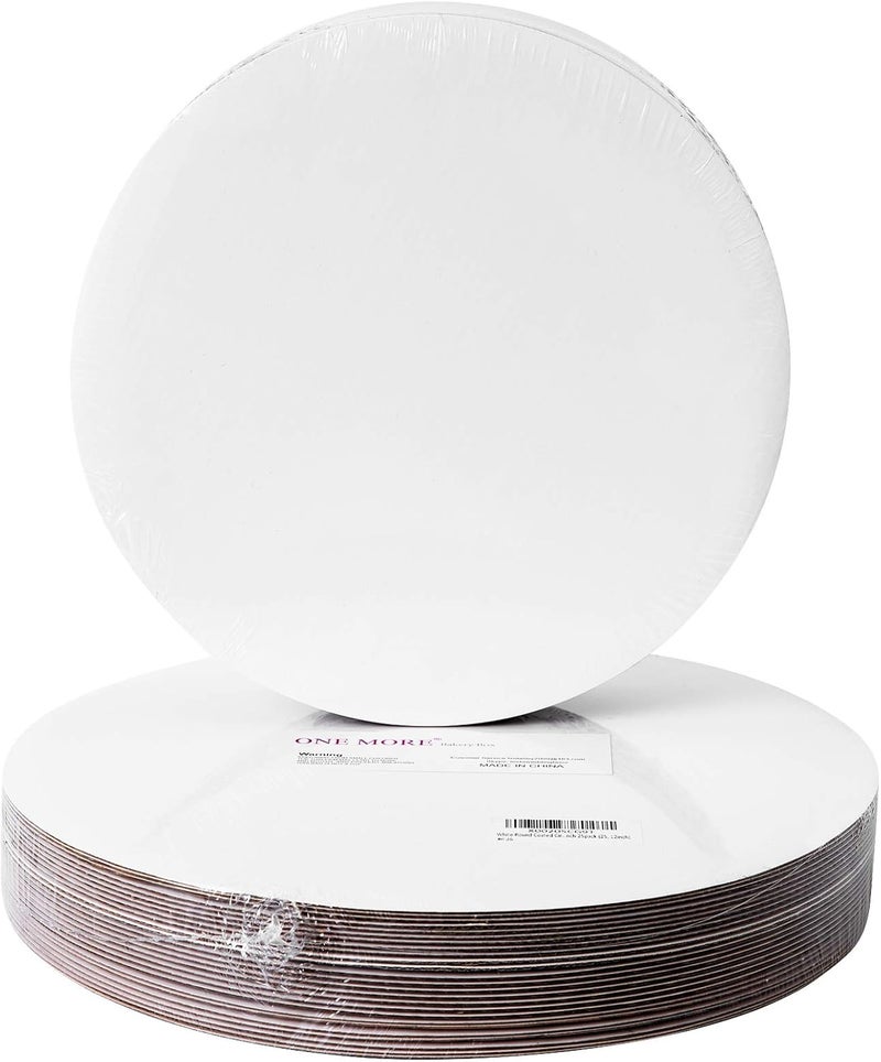 Onemore [25pcs] 12" White Cakeboard Round,Disposable Cake Circle Base Boards Cake Cardboard Pizza Plate platter 12 inch,Pack of 25 - Image 1