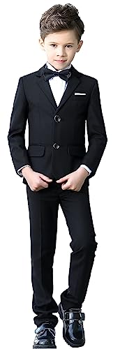 YuanLu Boys Colorful Formal Suits 5 Piece Slim Fit Dresswear Suit Set Black 4