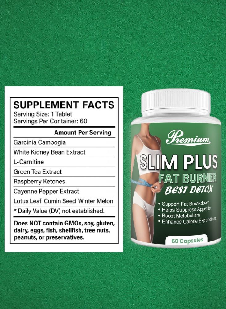 بريميم بريميوم سليم بلس لحرق الدهون - تركيبة لإزالة السموم لإنقاص الوزن والتحكّم في الشهيّة وتعزيز عملية الأيض (٦٠ كبسولة) - Image 5