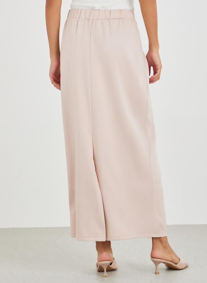 Styli Solid Mid Rise Linen Maxi Skirt - Image 4