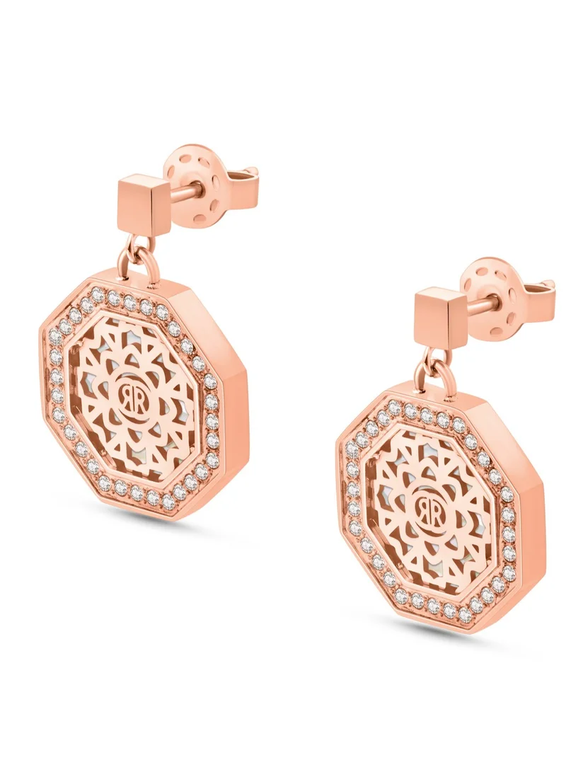 CERRUTI 1881 Arabesque 2.0 Rose Gold Plated 316L Stainless Steel Drop Earrings for Women