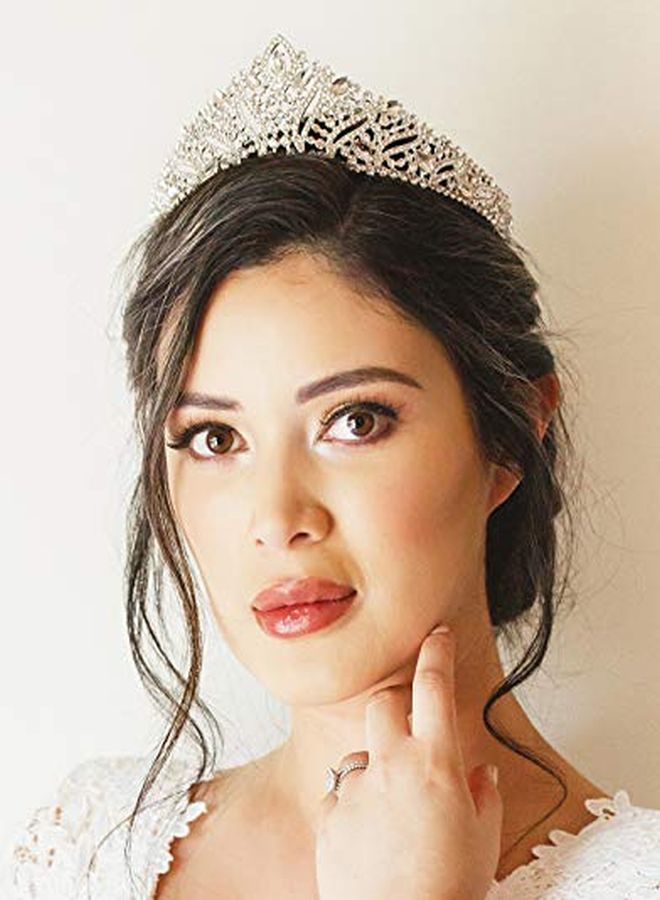 SWEETV Anastasia Tiaras And Crowns For Women, Wedding Tiara For Bride, Rhinestone Queen Crown, Silver Crystal Princess Headpieces For Prom Costume Party - Image 2