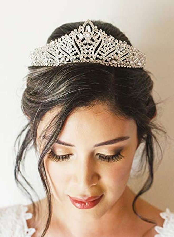 SWEETV Anastasia Tiaras And Crowns For Women, Wedding Tiara For Bride, Rhinestone Queen Crown, Silver Crystal Princess Headpieces For Prom Costume Party - Image 4