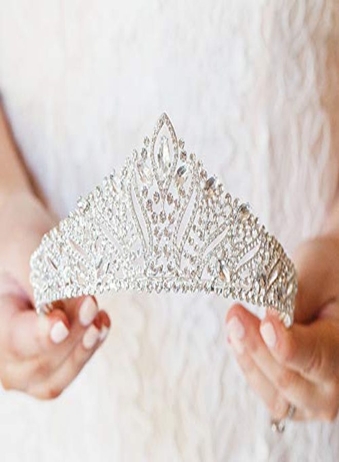 SWEETV Anastasia Tiaras And Crowns For Women, Wedding Tiara For Bride, Rhinestone Queen Crown, Silver Crystal Princess Headpieces For Prom Costume Party - Image 1