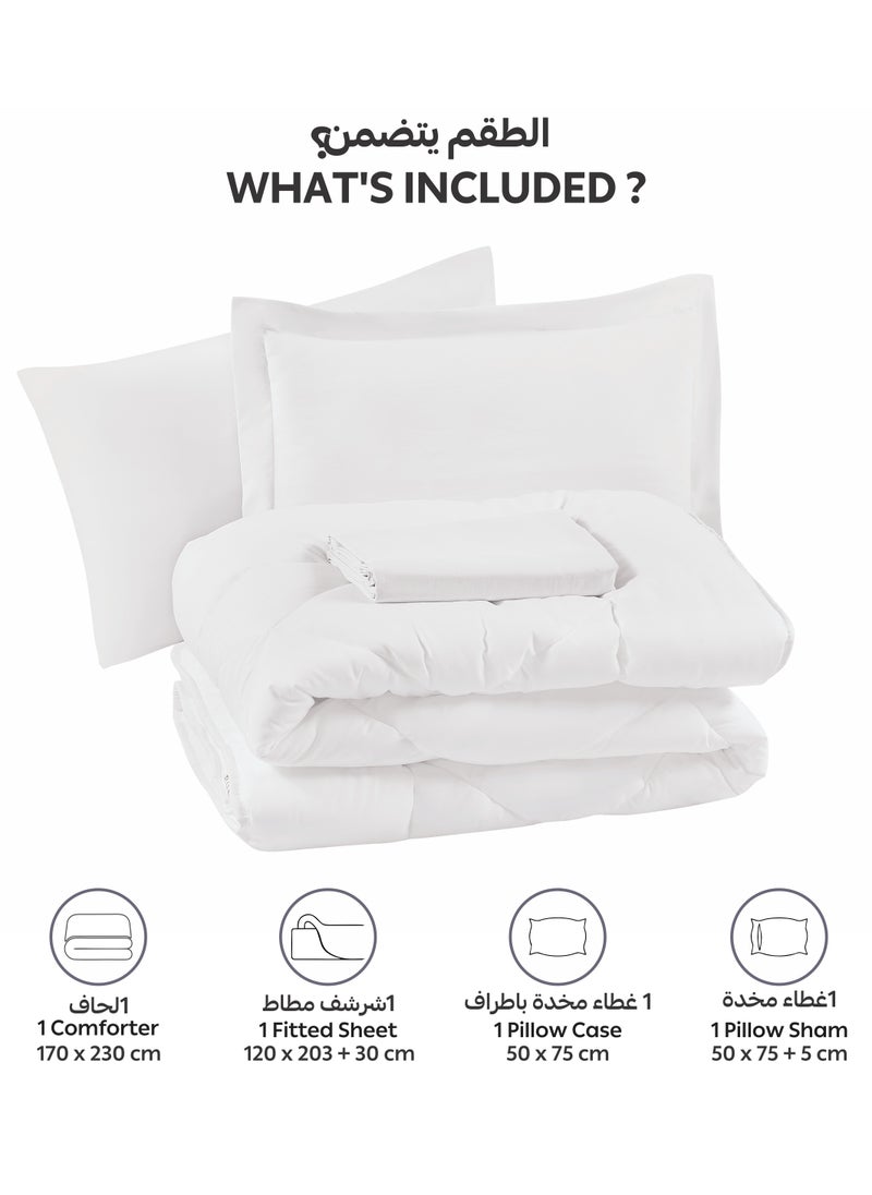 Donetella Bedding Comforter Set, Single Size Fits 120x200 cm - 4-Pcs Solid Quilted Bed Set, Microfiber Fabric - 1 Comforter, 1 Fitted Sheet And 2 Pillow Shams  - Image 4