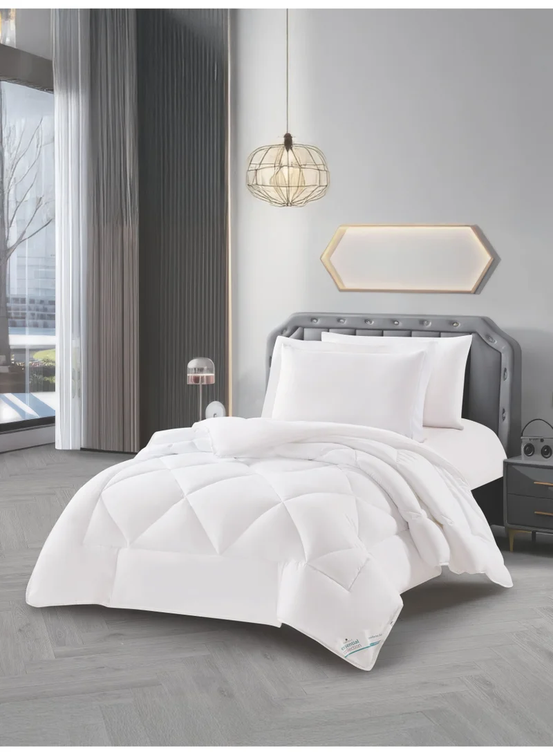 دوناتيلا طقم لحاف سرير مفرد مقاس  سم -  قطع مبطن سادة من المايكروفايبر - لحاف، شرشف ملاءة، و غطاء وسادة