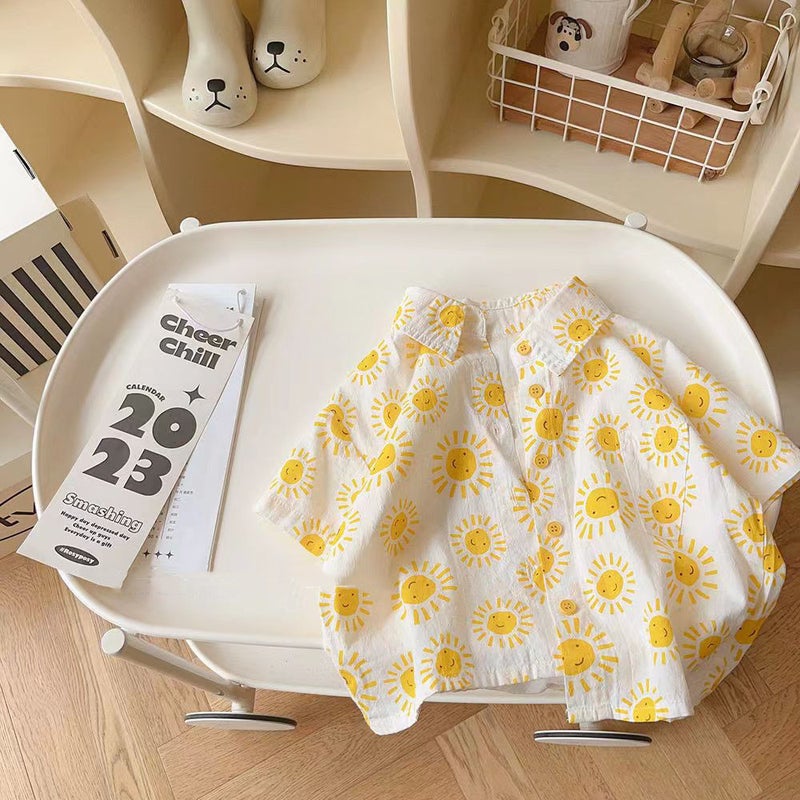 Boys' Suit Summer Dopamine New Children'S Summer Casual Shirt Shorts Handsome Baby Loose Trendy - Image 2