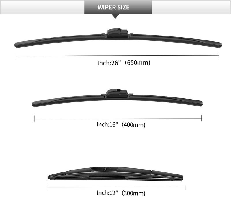 GARDIMU Windshield Wiper Blades Replacement for 2017-2022 Honda CR-V - 3 Pieces (26+16+12 inch) - Image 3