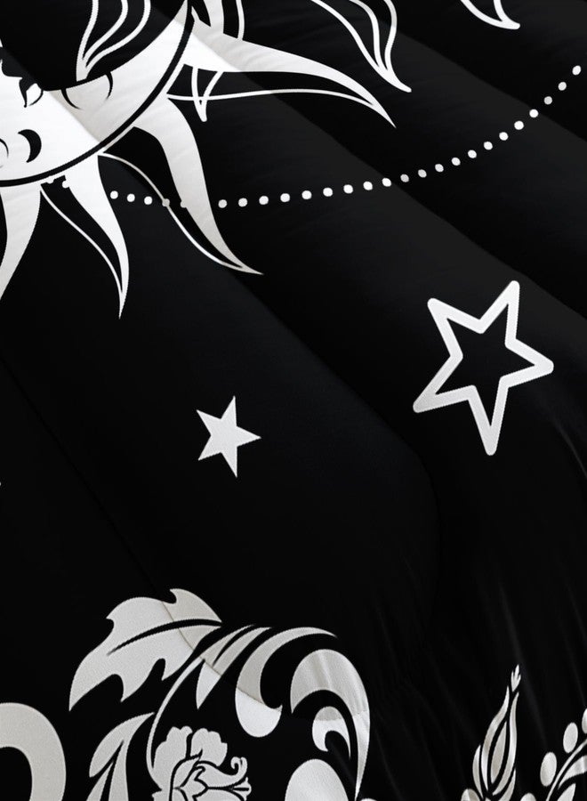 Tuzaovy Boho Queen Comforter Set for Girls,Bohemian Bedding Queen Comforter Set,Gothic Bedding Decor Queen Comforter Set Western Boho Hippie ，Black and White Comforter,Sun and Moon Bedding Set Queen - Image 5