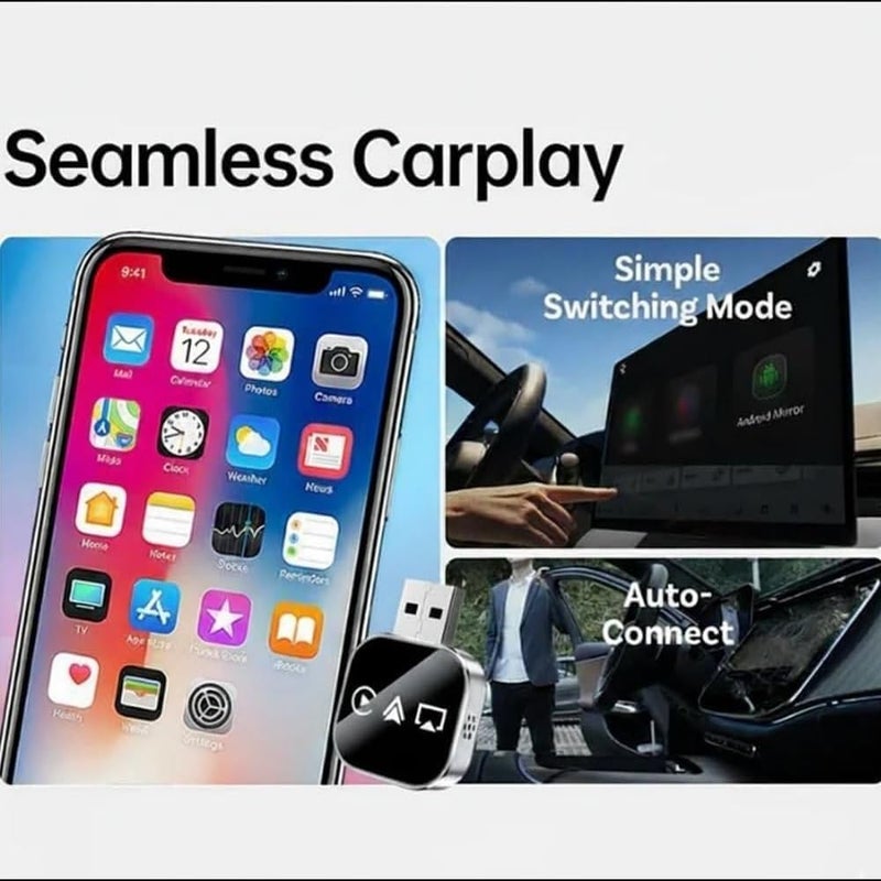 Wireless Carplay Mirror Link Adapter, 2026 Upgrade 3 in 1 Screen Mirror Ios Phone, Wired to Wireless Carplay Adapter with 2.4/5ghz Wifi and Bluetooth 5.0 for Wired Carplay, Airplay(For iPhone) - Image 3
