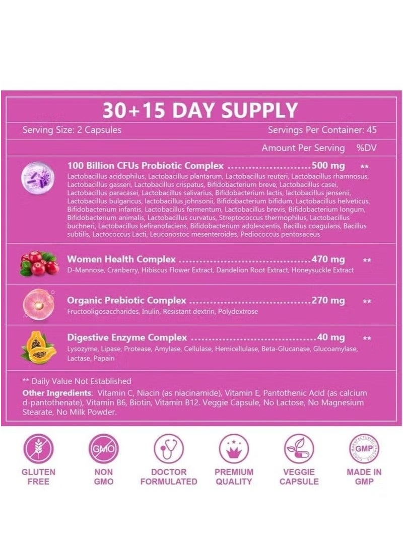 Probiotic Live Women's Immune Support Probiotic – D-Mannose, Cranberry & 31 Strains for Vaginal, Urinary & Digestive Health, Vegan Capsules - Image 2