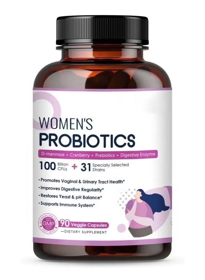 Probiotic Live Women's Immune Support Probiotic – D-Mannose, Cranberry & 31 Strains for Vaginal, Urinary & Digestive Health, Vegan Capsules - Image 1