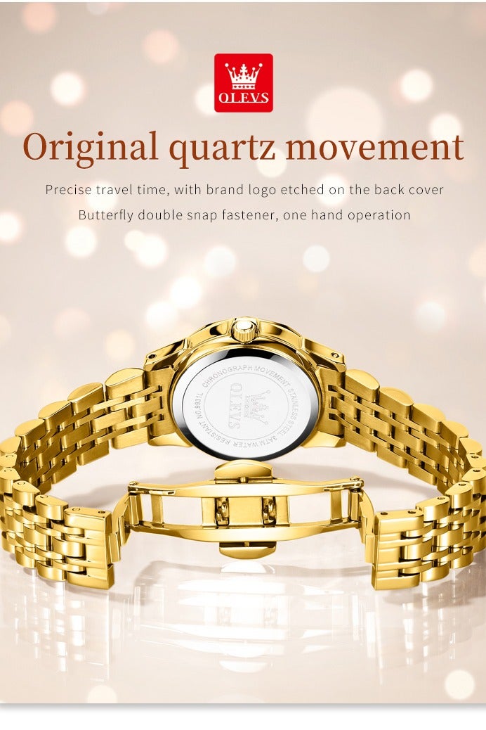 OLEVS Elegant Women's Watch, Bracelet & Necklace 3-Piece Set, Fashion Luminous Calendar Waterproof Stainless Steel Strap, Romantic Valentine's Day & Birthday Gift, Everyday Present with Exquisite Gift Box & Bag - Image 4