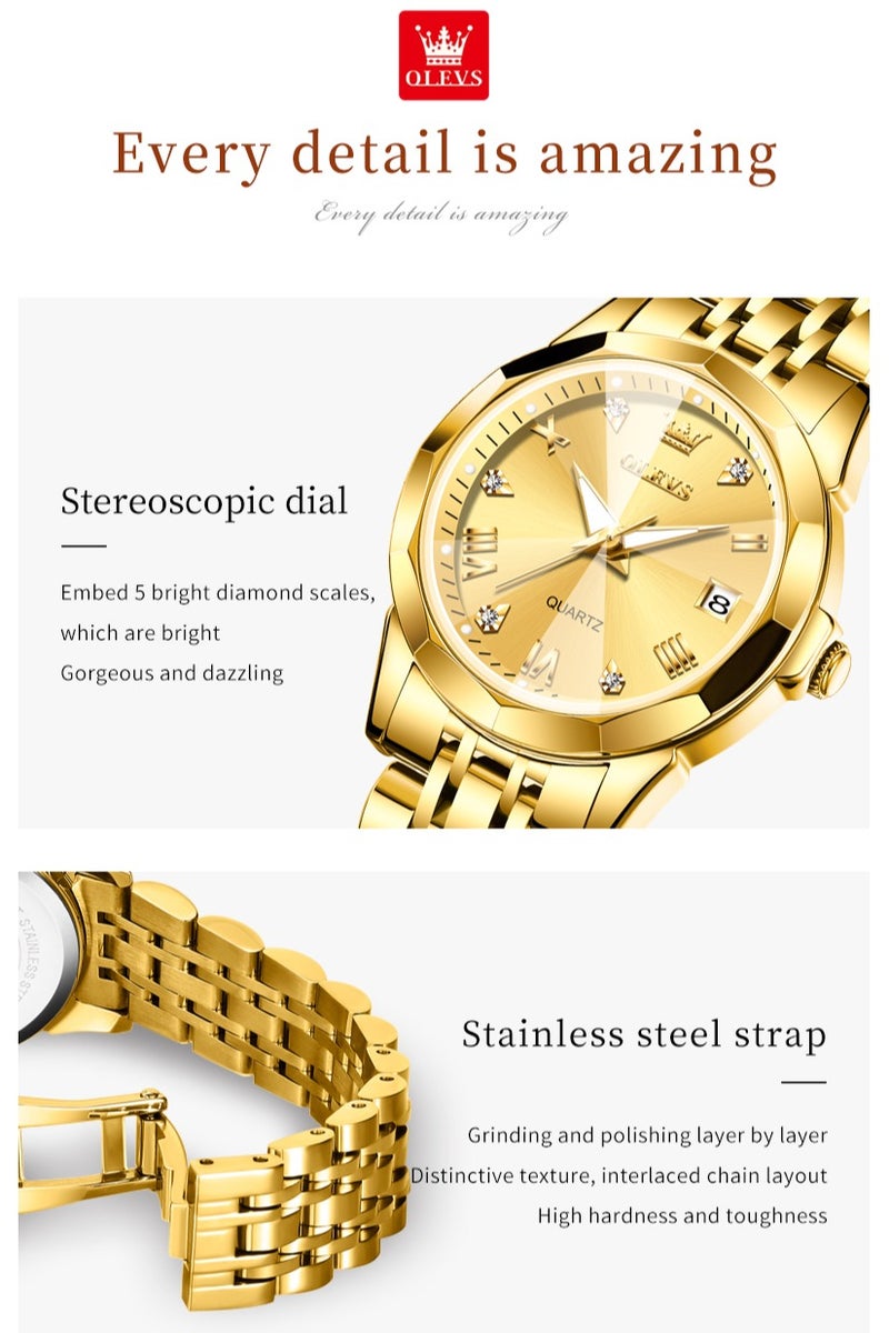 OLEVS Elegant Women's Watch, Bracelet & Necklace 3-Piece Set, Fashion Luminous Calendar Waterproof Stainless Steel Strap, Romantic Valentine's Day & Birthday Gift, Everyday Present with Exquisite Gift Box & Bag - Image 5