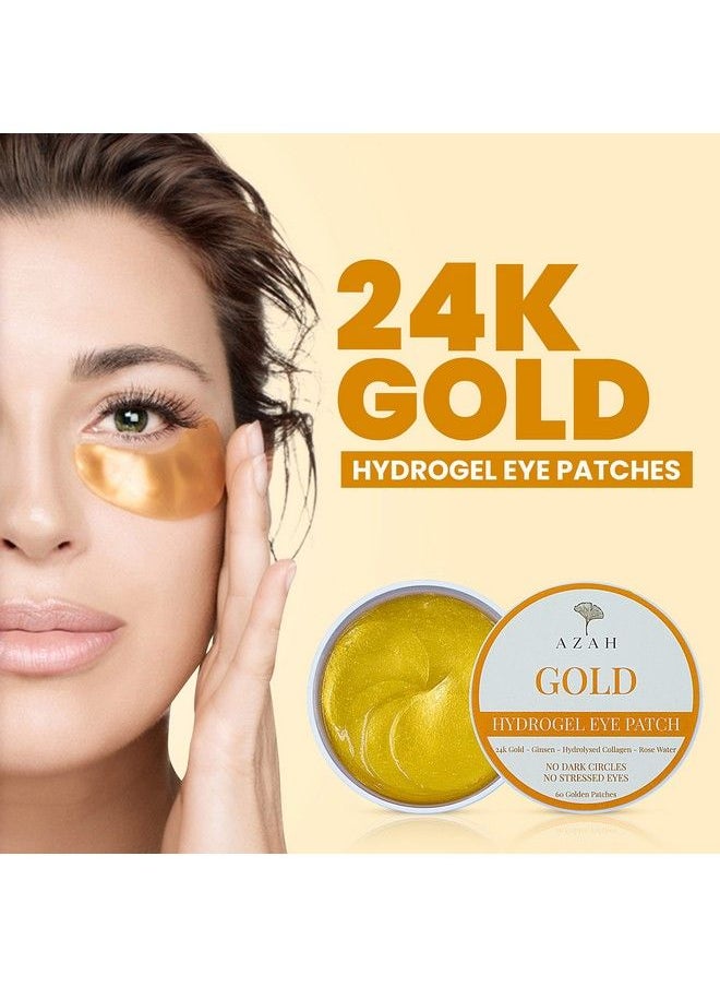 AZAH - Under Eye Patches For Dark Circles With 24K Nano Gold ; Pack Of 60 Eye Cooling Gel Pads ; Hydrogel Eye Patch Mask With Collagen For Relaxing Eyes Reducing Puffiness & Wrinkles - Image 1