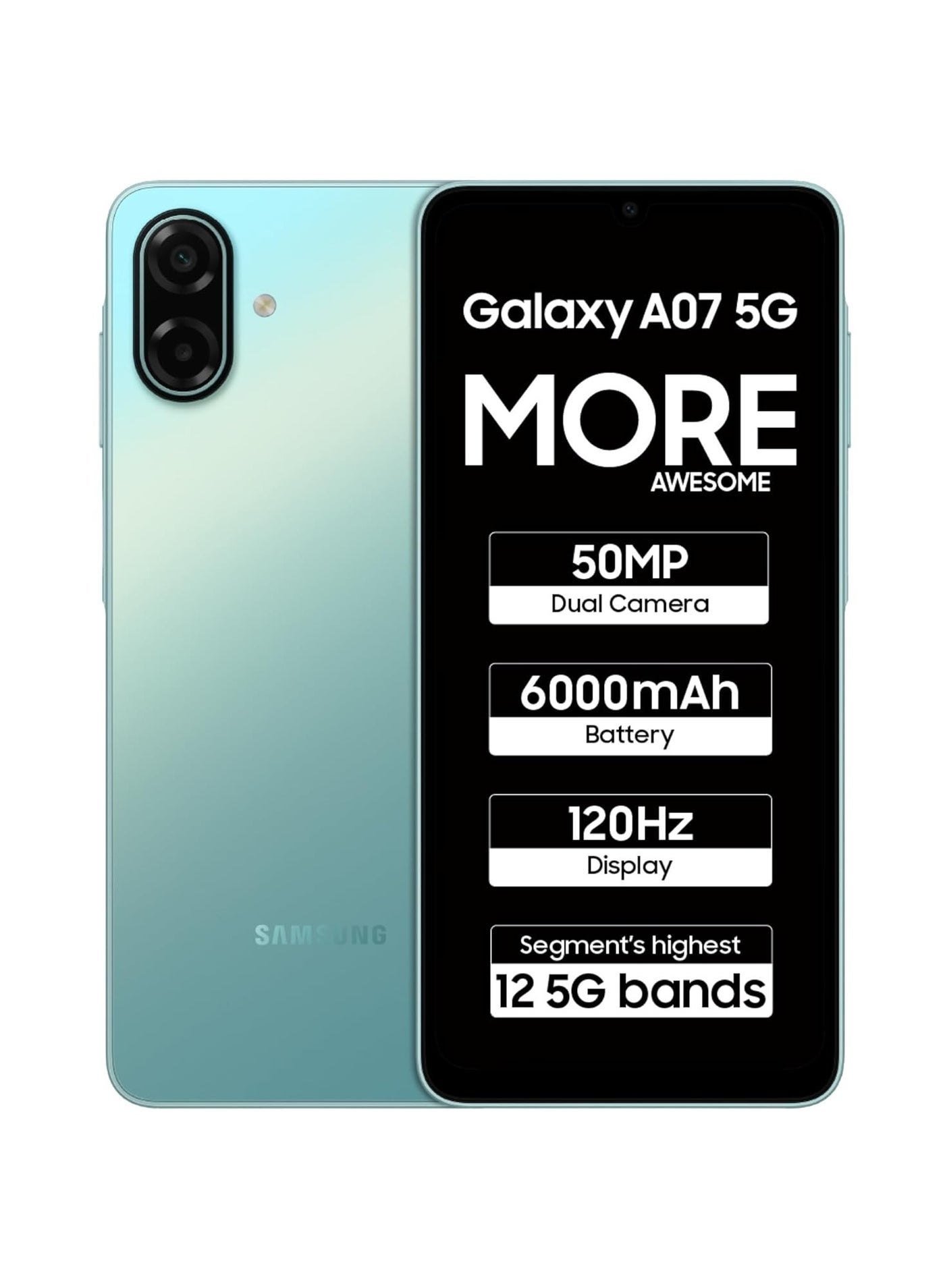 Samsung Galaxy A07 5G Smartphone (Light Green, 4GB RAM, 128GB Storage) | 120Hz Refresh Rate | Massive 6000mAh Battery | 50MP True Dual Camera | 6 Gen OS Upgrades | Knox Vault