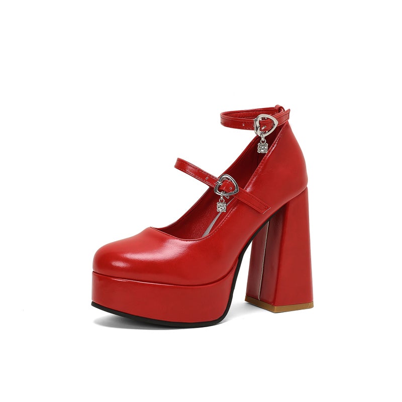 Wish Style Spring 2024 Fashion Thick Bottom Super High Heeled 40-43 Plus Size Shallow Buckle Party Shoes - Image 1