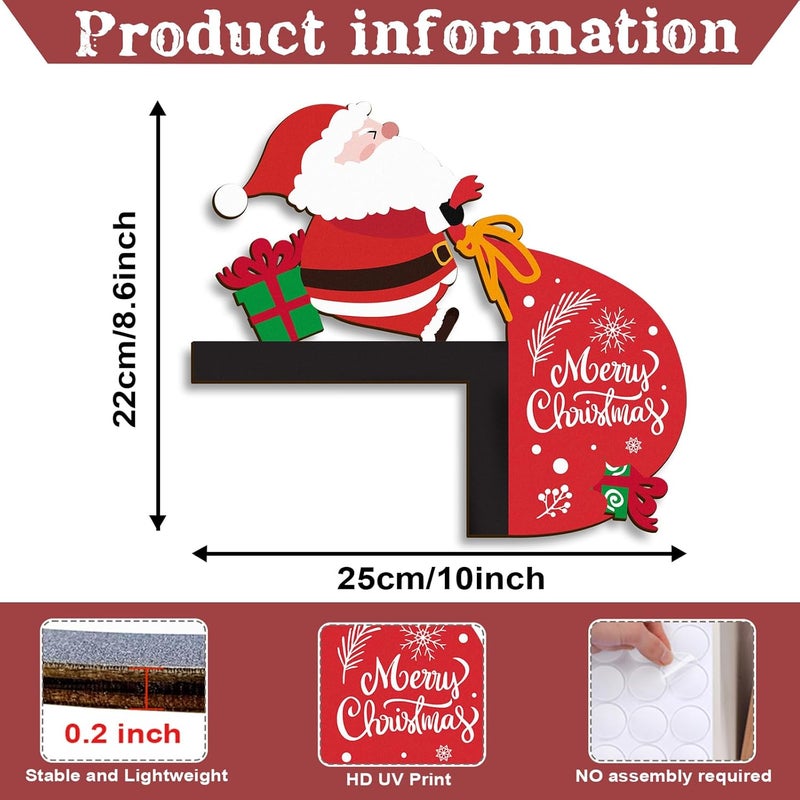 Pigort Christmas Door Toppers Funny Christmas Door/Window Coner Decorations Snowman Santa Windows Walls DIY Craft for Christmas Party Ornament (Santa) - Image 2
