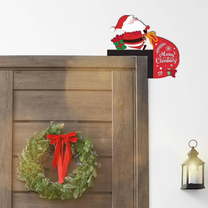 Pigort Christmas Door Toppers Funny Christmas Door/Window Coner Decorations Snowman Santa Windows Walls DIY Craft for Christmas Party Ornament (Santa) - Image 3
