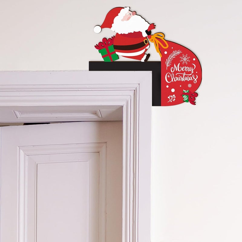 Pigort Christmas Door Toppers Funny Christmas Door/Window Coner Decorations Snowman Santa Windows Walls DIY Craft for Christmas Party Ornament (Santa) - Image 5