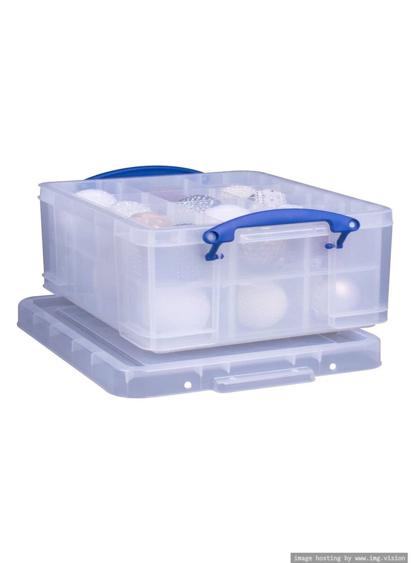 Really Useful Really Useful 21 Liter Plastic Box & 2 Trays Clear  - Image 1
