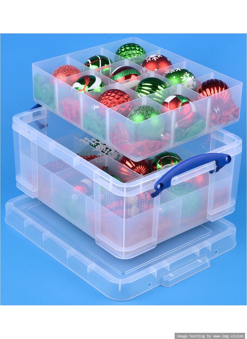 Really Useful Really Useful 21 Liter Plastic Box & 2 Trays Clear  - Image 2