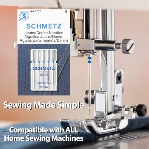 SCHMETZ Jean & Denim Sewing Machine Needles - Precision Needles for Heavy Fabric, Size 90/14, 5-Needle Cards, Pack of 1 - Image 2