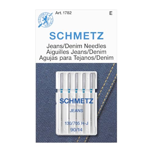 SCHMETZ Jean & Denim Sewing Machine Needles - Precision Needles for Heavy Fabric, Size 90/14, 5-Needle Cards, Pack of 1 - Image 1