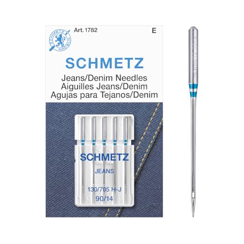 SCHMETZ Jean & Denim Sewing Machine Needles - Precision Needles for Heavy Fabric, Size 90/14, 5-Needle Cards, Pack of 1 - Image 3