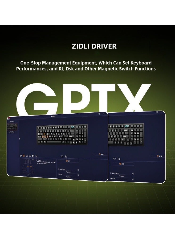 ZIDLI Wired Gaming Mechanical Keyboard with Adjustable Magnetic-Mechanical Switches, Anti-Ghosting, Custom Driver, and Side-Printed Keycaps - Image 5