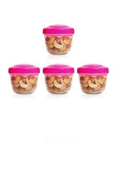 Snack Containers (4 Set) - 140 ml  Small Food Storage Cups with Lids - Fruit, Nuts, Sauce, Condiments, Salad Container for Lunch Box - Reusable Dessert Cups, Microwave and Freezer Friendly, BPA-free