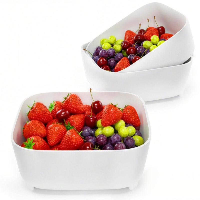 TidyTale Colander for Kitchen, Detachable Fruit Bowl with Drip Tray, Plastic Food Strainer for Fruits, Vegetables, Berries and Pasta, Colander Set for Home and RV Use, Dishwasher Safe - Image 1