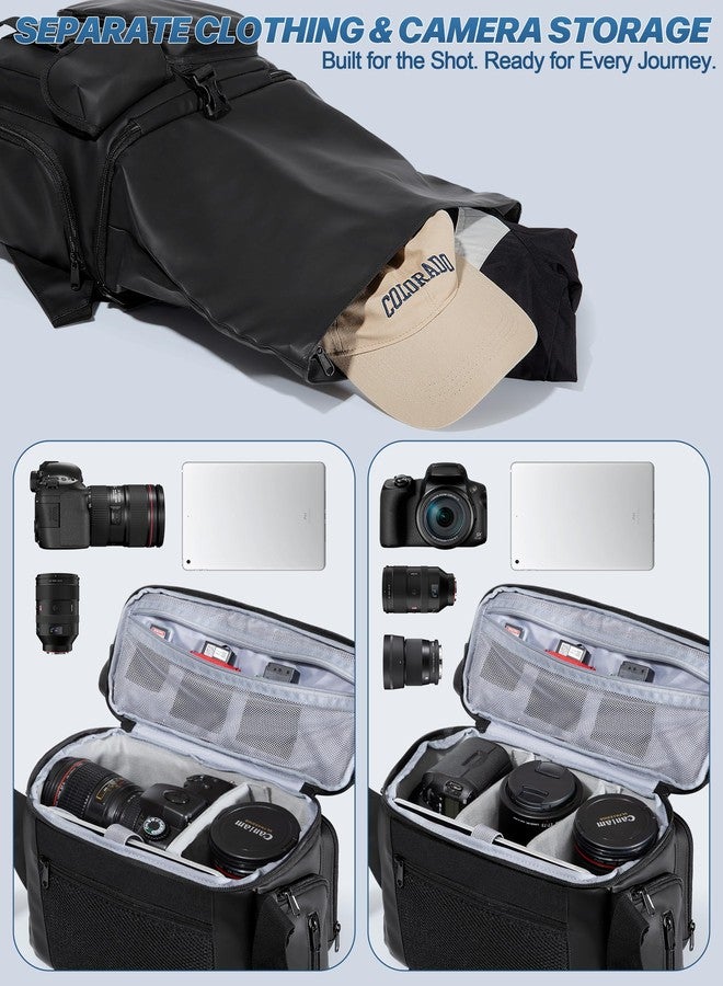 Smasrob Camera Bag with Tripod Holder, Rain Cover and Hidden Water Bottle Holder, Camera Sling Bag with Extra Storage Section, Black - Image 2