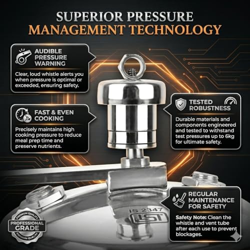Pratibha 1 Litre Inner Lid Aluminium Pressure Cooker |ISI CERTIFIED|Cooker 1 ltr|Non-Induction|Silver|Small cooker|Cooks for 1-2 People| - Image 5